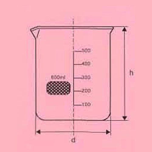 Beaker low form, with spout with print graduations